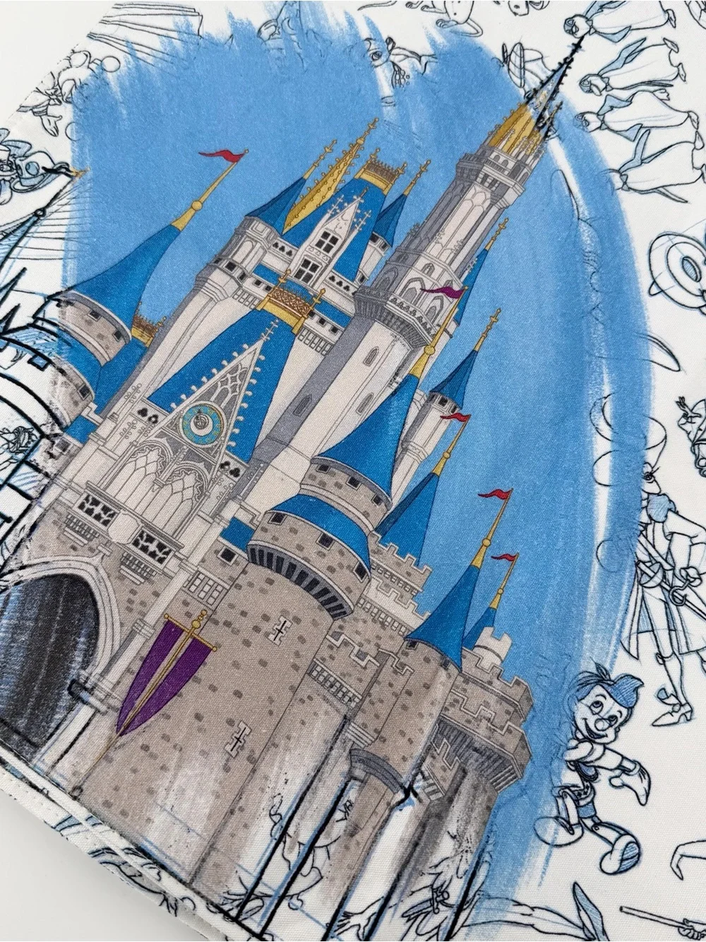 Lot of 6 Disney Parks Ink & Paint Reversible Fabric Placemats Cinderella Castle